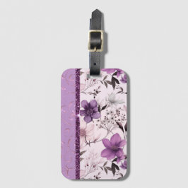 美しいラベンダーとピンクのフローラ ラゲッジタグ