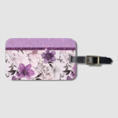 美しいラベンダーとピンクのフローラ ラゲッジタグ (正面横)