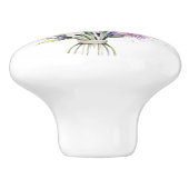 美しいラベンダーと混合フローラの茎 セラミックノブ (側面)