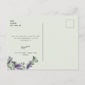 美しいラベンダーの葉ベビーシャワー インビテーションポストカード (裏面)