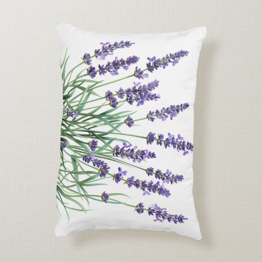 美しいラベンダーガーデンフラワーフローラ アクセントクッション (裏面(縦))
