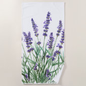 美しいラベンダーガーデンフラワーフローラ ビーチタオル (正面)
