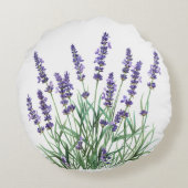 美しいラベンダーガーデンフラワーフローラ ラウンドクッション (裏面)