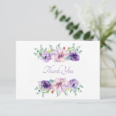 美しいラベンダーパープルフローラ サンキューカード (スタンド正面)