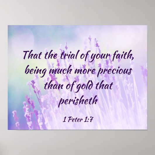 美しいラベンダーフラワーフィールドバイブル聖なる書物、 経典 ポスター (正面)