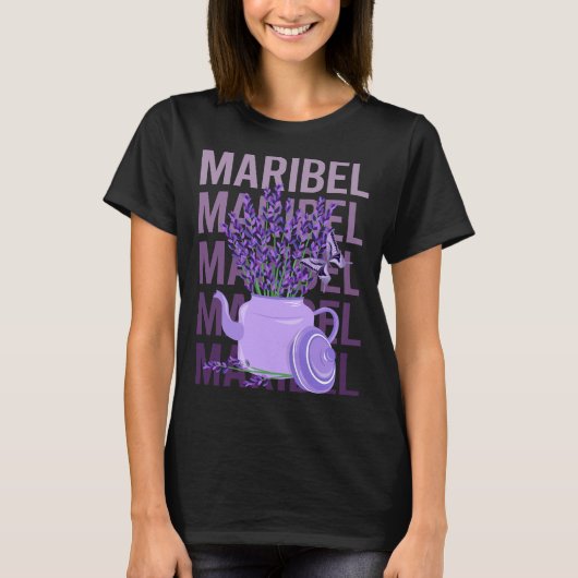 美しいラベンダー - Maribel 名前 Tシャツ (正面)