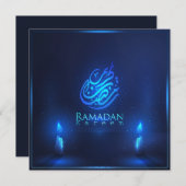 美しいラマダンムバラクのアラビア書道青 シーズンカード (正面/裏面)