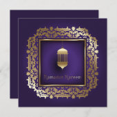 美しいラマダンムバラクパープルアンドゴールデン シーズンカード (正面/裏面)