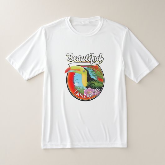美しいランサローテ島の旅のワッペン Tシャツ (レイダウン)