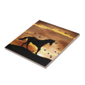 美しいランニングの馬とサンセットアートタイル タイル (側面)