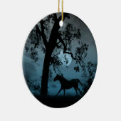 美しいランニングオーナメントの馬と満月 セラミックオーナメント (右)