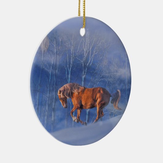 美しいランニングクリスマスの馬の雪のオーナメント セラミックオーナメント (右)