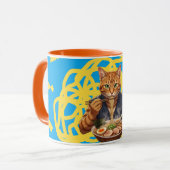 美しいラーメン猫の和風ポップアート オレンジタビー マグカップ (正面左)