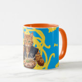 美しいラーメン猫の和風ポップアート オレンジタビー マグカップ (正面右)