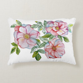 美しいリアルな水彩バラ。 アクセントクッション