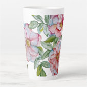 美しいリアルな水彩バラ。 カフェラテマグ (正面)