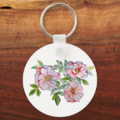 美しいリアルな水彩バラ。 キーホルダー (正面)