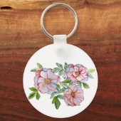 美しいリアルな水彩バラ。 キーホルダー (正面)