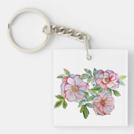 美しいリアルな水彩バラ。 キーホルダー