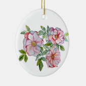 美しいリアルな水彩バラ。 セラミックオーナメント (右)