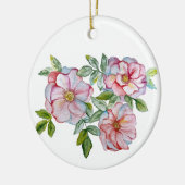 美しいリアルな水彩バラ。 セラミックオーナメント (左)