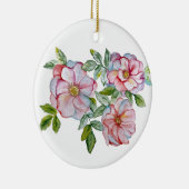 美しいリアルな水彩バラ。 セラミックオーナメント (右)