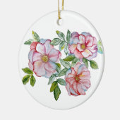 美しいリアルな水彩バラ。 セラミックオーナメント (左)