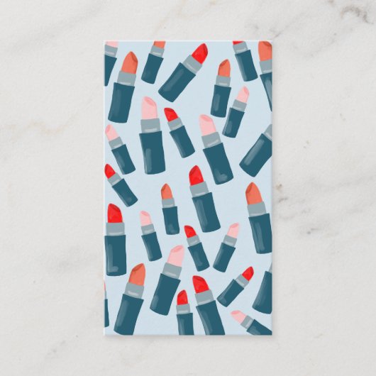 美しいリップスティックのメイクアップアーティストカード薄い青 名刺 (正面)