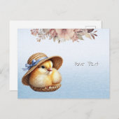 美しいリトルチック ブルーリボン ポストカード (正面/裏面)