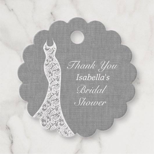 美しいリネン ブライダルシャワー 感謝の気持ち フェイバータグ (正面)