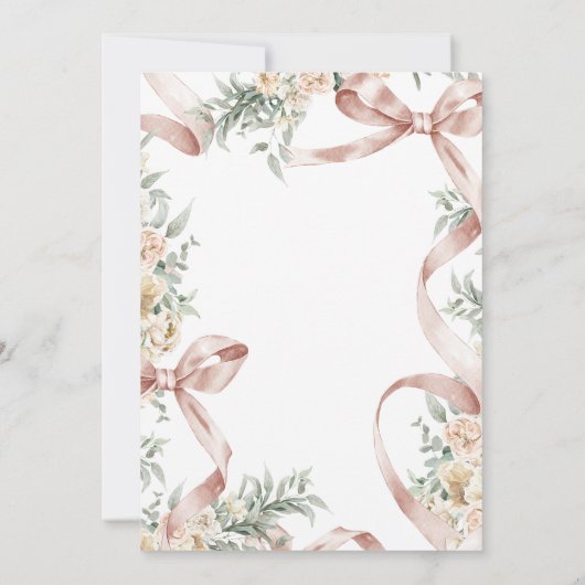 美しいリボンとフローラベビーシャワー 招待状 (裏面)