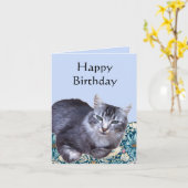 美しいリラックスした猫の編集可能なカード カード (黄色い花)