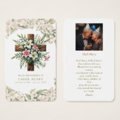 美しいリリーカソリック雹メアリー祈りの言葉カード (正面&裏面)