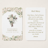 美しいリリーカソリック雹メアリー祈りの言葉カード (正面&裏面)