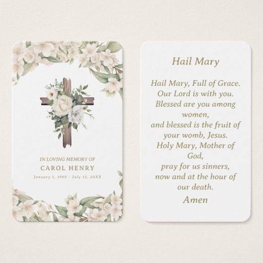 美しいリリーカソリック雹メアリー祈りの言葉カード (正面&裏面)