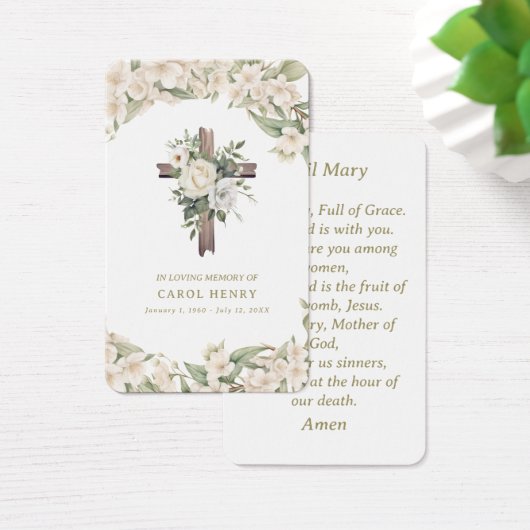 美しいリリーカソリック雹メアリー祈りの言葉カード (デスク)