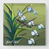 美しいリリー：春のセレニティの繊細なダンス スクエア壁時計 (正面)