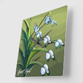 美しいリリー：春のセレニティの繊細なダンス スクエア壁時計 (傾斜)