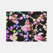 美しいリングの花と妖精 フリースブランケット (正面(横))