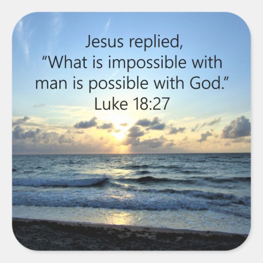 美しいルカ18:27日の出 スクエアシール (正面)