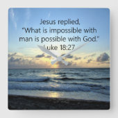 美しいルカ18:27日の出 スクエア壁時計 (正面)