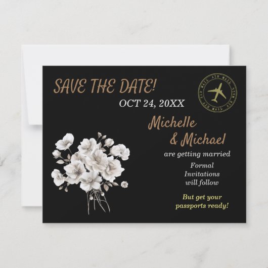 美しいルースチックな白い花のSave the Date ノートカード (正面)