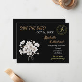 美しいルースチックな白い花のSave the Date ノートカード (正面/裏面インサイチュ)