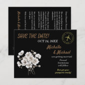 美しいルースチックな白い花のSave the Date ノートカード (正面/裏面)