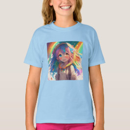 美しいレインボーアニメガール Tシャツ