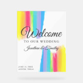 美しいレインボーカスタムーのへようこそ結婚 アクリルサイン (正面)