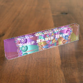 美しいレインボーカラー抽象芸術フラクタルアート文字 デスクネームプレート (側面)