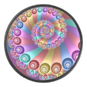 美しいレインボーカラー抽象芸術フラクタルアート アイスホッケーパック (正面)