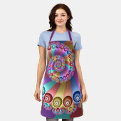 美しいレインボーカラー抽象芸術フラクタルアート エプロン (着用した状態)