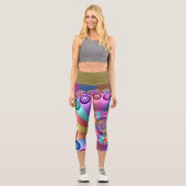 美しいレインボーカラー抽象芸術フラクタルアート カプリレギンス (正面)